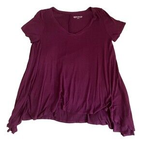 Mudd Shirt Dress Tunic Asymmetric Purple L Women Soft Rayon Flowy Boho Lagenlook